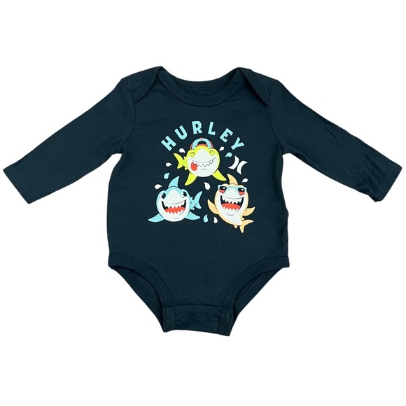 Hurley Baby Shark 3-piece Long Sleeve Bodysuit Set - Size 3M - Picture 5 of 9